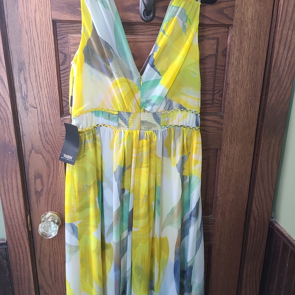 NWT - White House Black Market Yellow and Green Maxi Dress - Picture 2 of 4